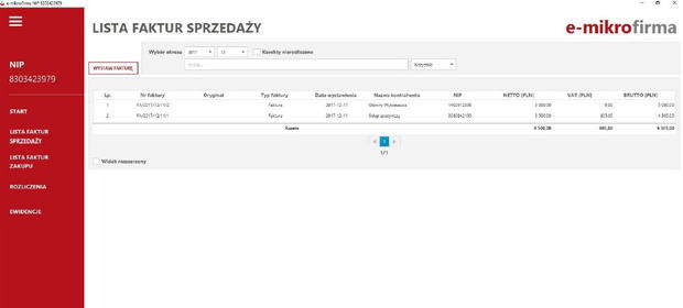 Przykładowy panel programu e-mikrofirma