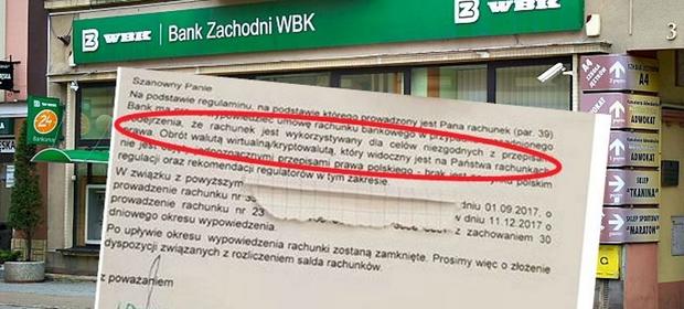 Skan wypowiedzenia umowy rachunku bankowego, jaki dostał jeden z klientów BZ WBK.